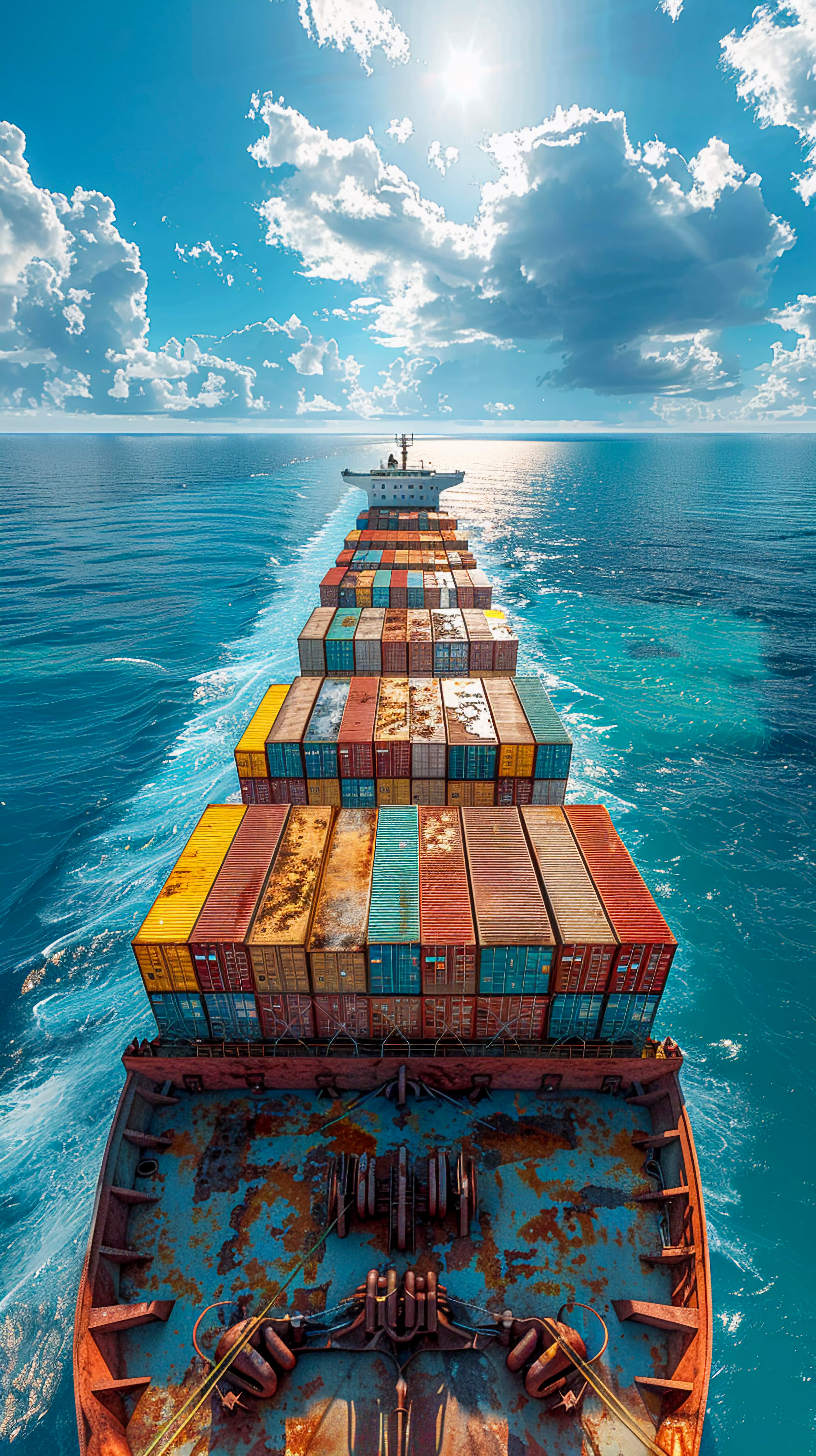 Container ship at sea